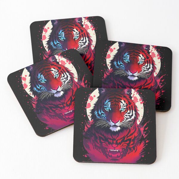 Artikelvorschau, Roter Tiger-Vollmond-Kunst entworfen und verkauft von MindWave THC.