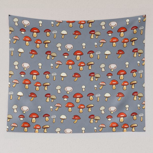 Item preview, Red cap murshrooms grey backround designed and sold by melridger.