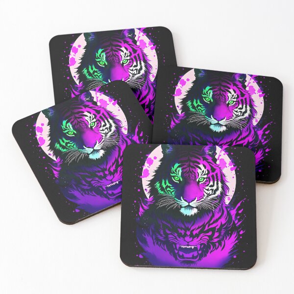 Artikelvorschau, Violetter Tiger-Vollmond-Kunst entworfen und verkauft von MindWave THC.