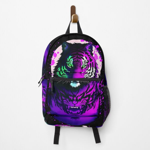 Artikelvorschau, Violetter Tiger-Vollmond-Kunst entworfen und verkauft von MindWave THC.