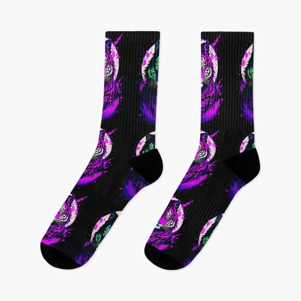 Artikelvorschau, Violetter Tiger-Vollmond-Kunst entworfen und verkauft von MindWave THC.