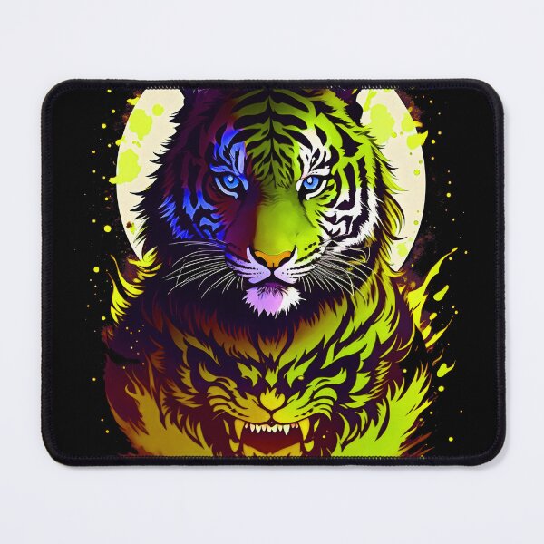 Artikelvorschau, Gelber Tiger-Vollmond-Kunst entworfen und verkauft von MindWave THC.