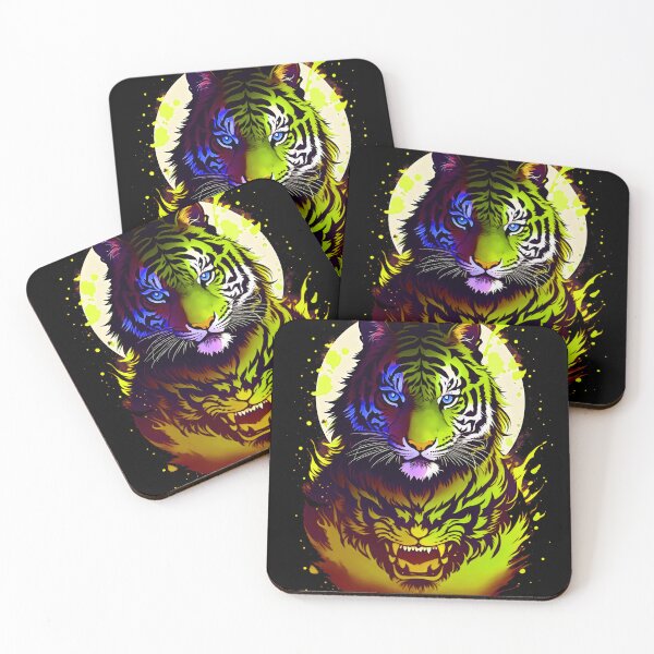 Artikelvorschau, Gelber Tiger-Vollmond-Kunst entworfen und verkauft von MindWave THC.