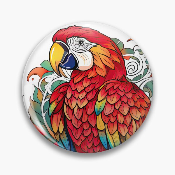 Item preview, Scarlet macaw with a colorful pattern in the style of organic art nouveau designed and sold by Adriano Carrideo.