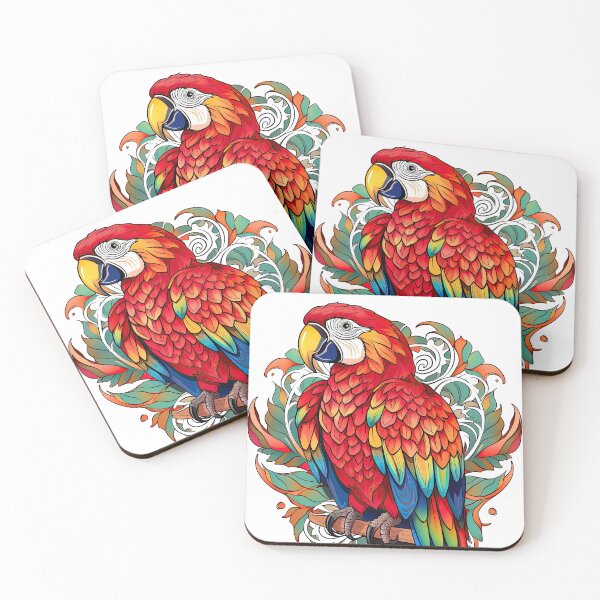 Item preview, Scarlet macaw with a colorful pattern in the style of organic art nouveau designed and sold by Adriano Carrideo.