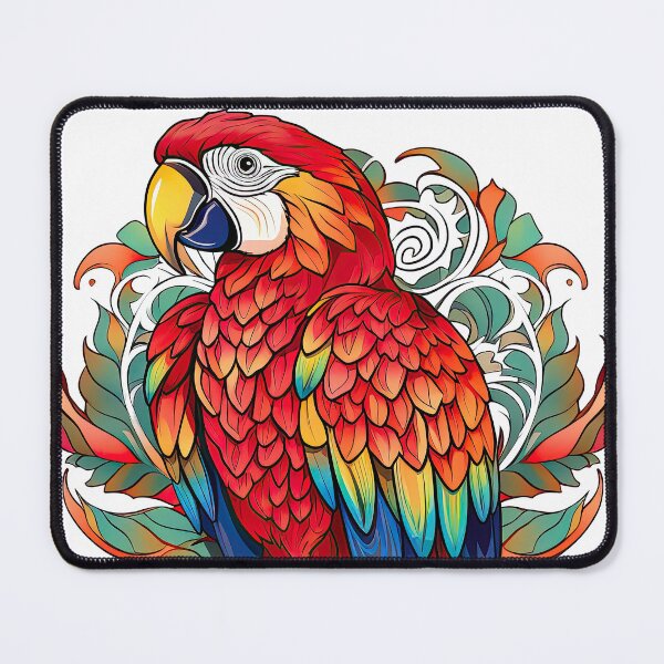 Item preview, Scarlet macaw with a colorful pattern in the style of organic art nouveau designed and sold by Adriano Carrideo.