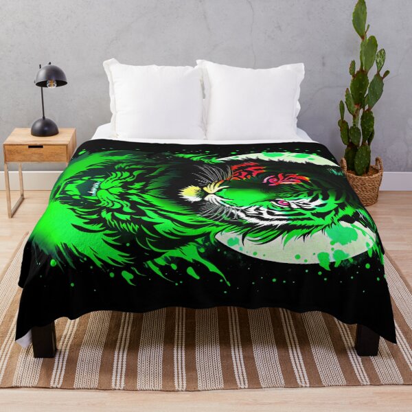 Artikelvorschau, Neongrüner Tiger-Vollmond-Kunst entworfen und verkauft von MindWave THC.