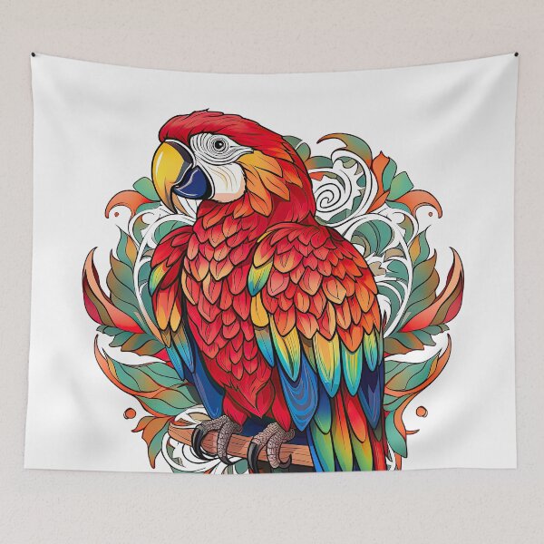 Item preview, Scarlet macaw with a colorful pattern in the style of organic art nouveau designed and sold by Adriano Carrideo.