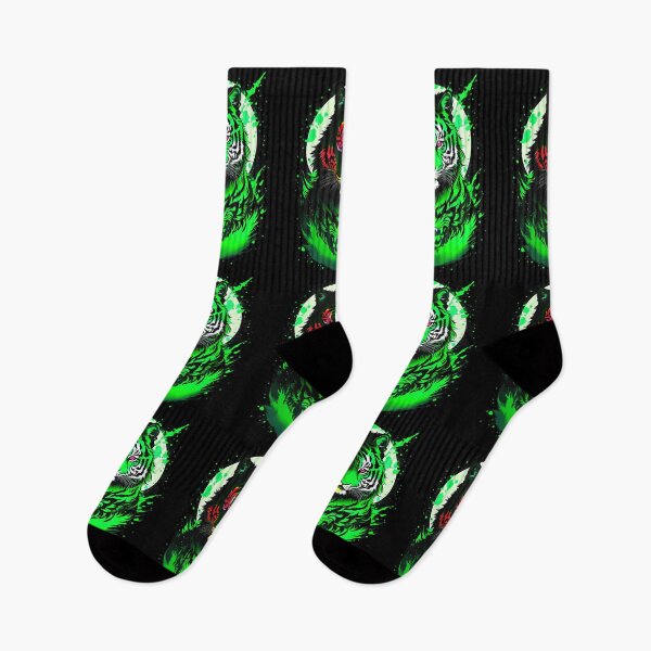 Artikelvorschau, Neongrüner Tiger-Vollmond-Kunst entworfen und verkauft von MindWave THC.