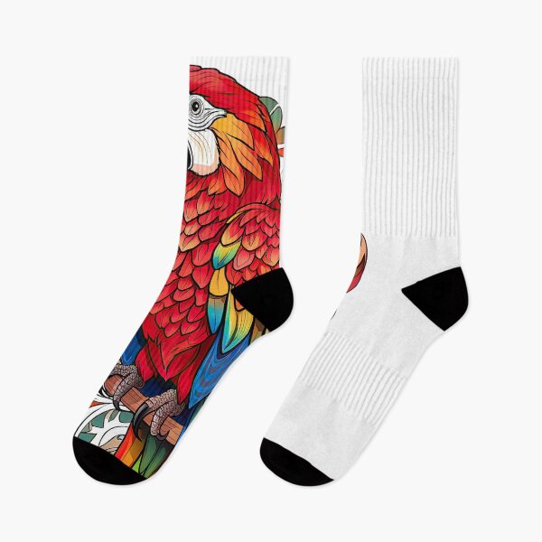 Item preview, Scarlet macaw with a colorful pattern in the style of organic art nouveau designed and sold by Adriano Carrideo.