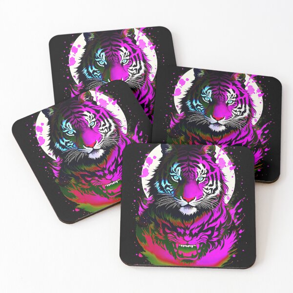 Artikelvorschau, Rosa Tiger-Vollmond-Kunst entworfen und verkauft von MindWave THC.