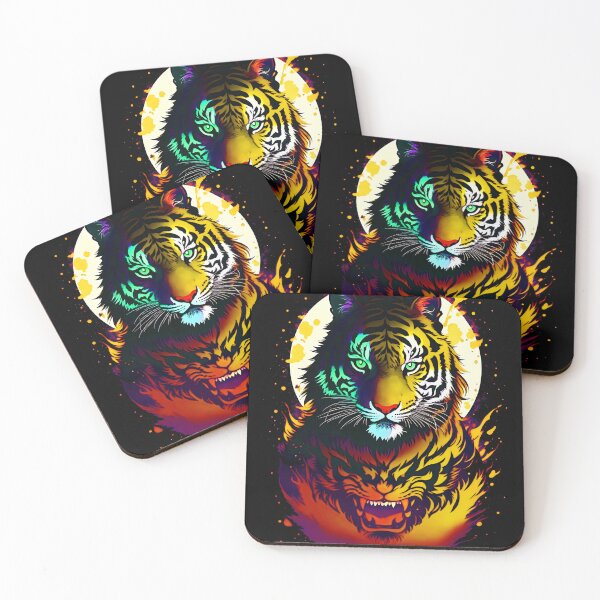 Artikelvorschau, Orangefarbener Tiger-Vollmond-Kunst entworfen und verkauft von MindWave THC.