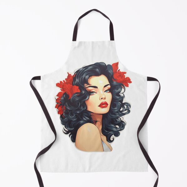 Item preview, Beauty long black hair woman with flowers designed and sold by SmileshareShop.