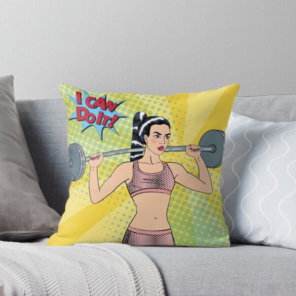 Item preview, Mujer con barra. Chica en forma. Estilo de vida saludable. Arte pop. designed and sold by ivector.