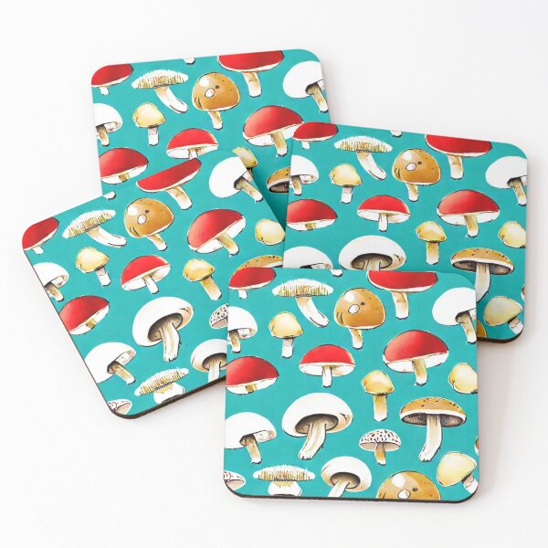 Item preview, Red cap mushrooms green background designed and sold by melridger.
