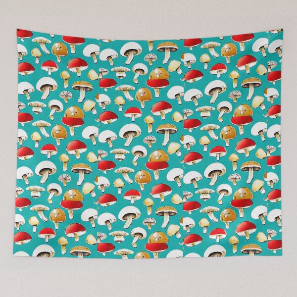 Item preview, Red cap mushrooms green background designed and sold by melridger.