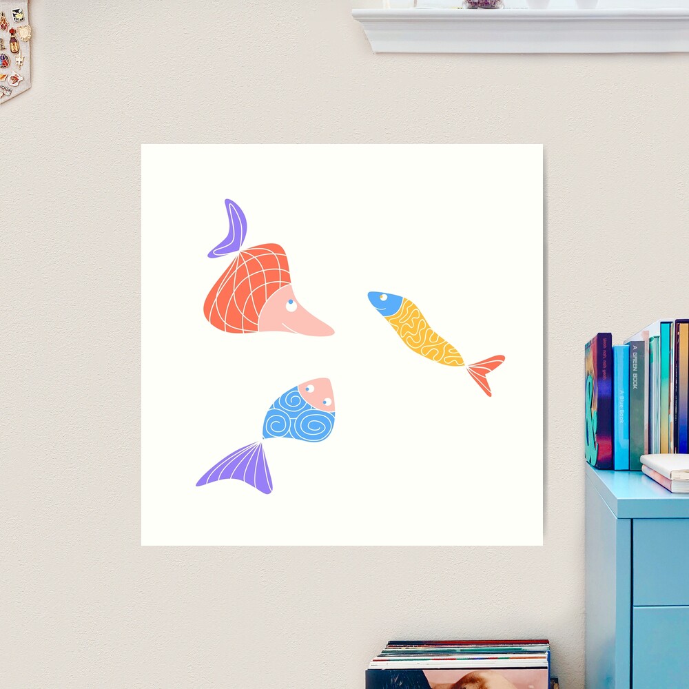 Cute Colorful Aquarium Fish Doodle. Funny Kids Naive Abstract