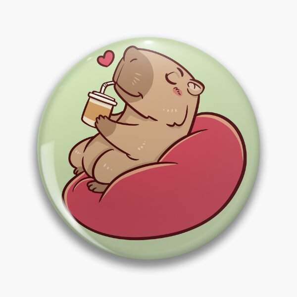 Item preview, Cute capybara chilling and drinking coffee designed and sold by Capybros.