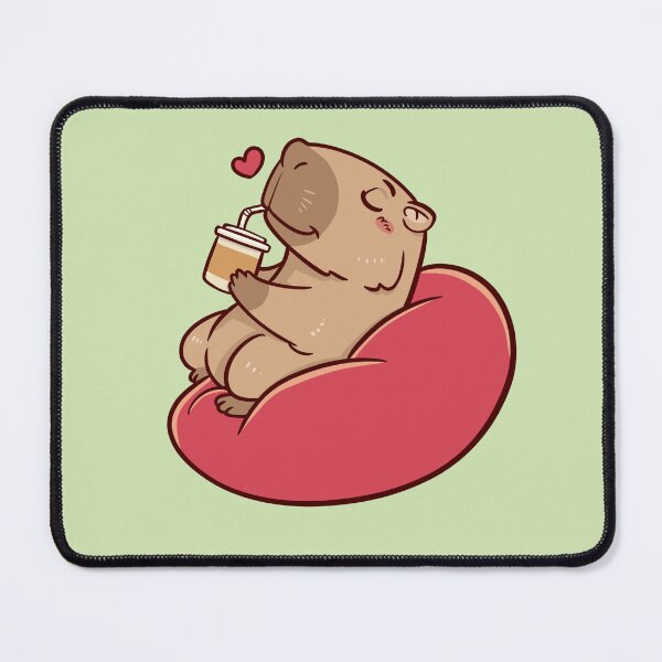 Item preview, Cute capybara chilling and drinking coffee designed and sold by Capybros.