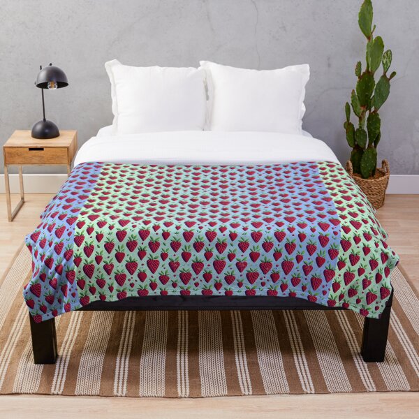 Item preview, Nature's Love: Seamless Pattern with strawberries red blue designed and sold by UsDesignsArt.