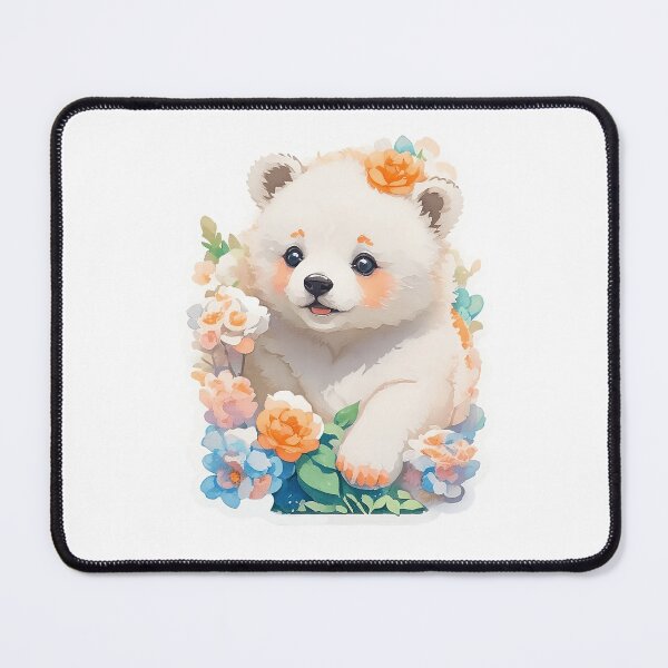 Item preview, Cute polar bear cub surrounded by colorful flowers designed and sold by yenloshop.