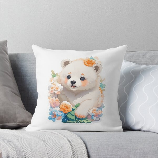 Item preview, Cute polar bear cub surrounded by colorful flowers designed and sold by yenloshop.