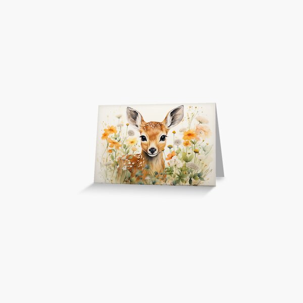 Item preview, Watercolour Deer surrounded by flowers designed and sold by IdeasCabin.