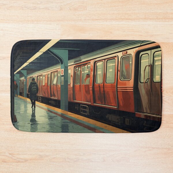 Item preview, A subway car with a person next to it designed and sold by isBotStore.