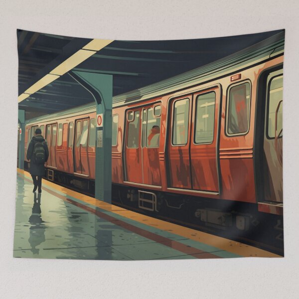 Item preview, A subway car with a person next to it designed and sold by isBotStore.