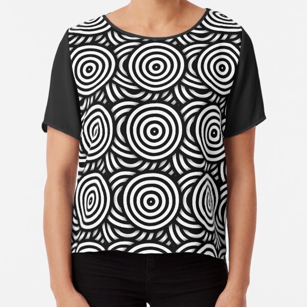 Retro Black White Circles Op Art Chiffon Top
