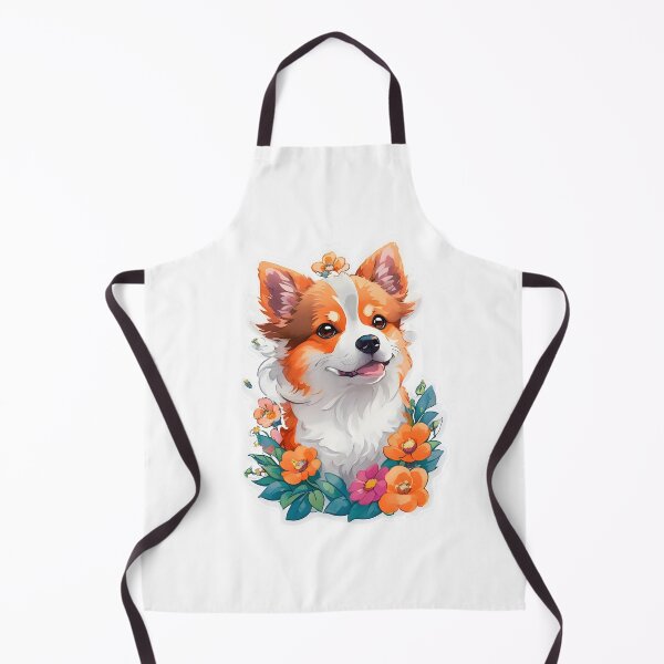 Item preview, Cute little dog in flowers, orange shades designed and sold by DimHel2.