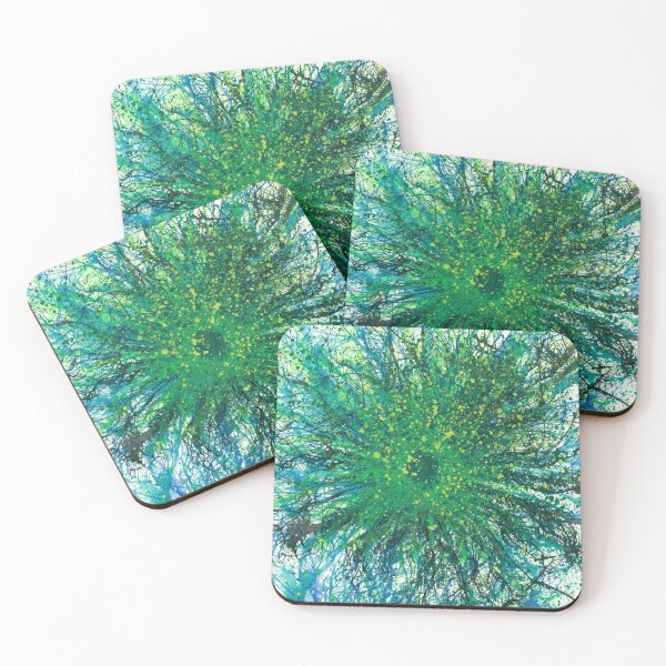 Item preview, Flowers From The Seeds Of Love #188 Bold Unique New Age 5D Original Hand-painted OOAK Abstract Painting Detail 2 In Turquoise Aqua Blue Lime Green Inspired By Flora Floral Botany Boho Flower Pattern designed and sold by Rainbow Artist Orlando L.