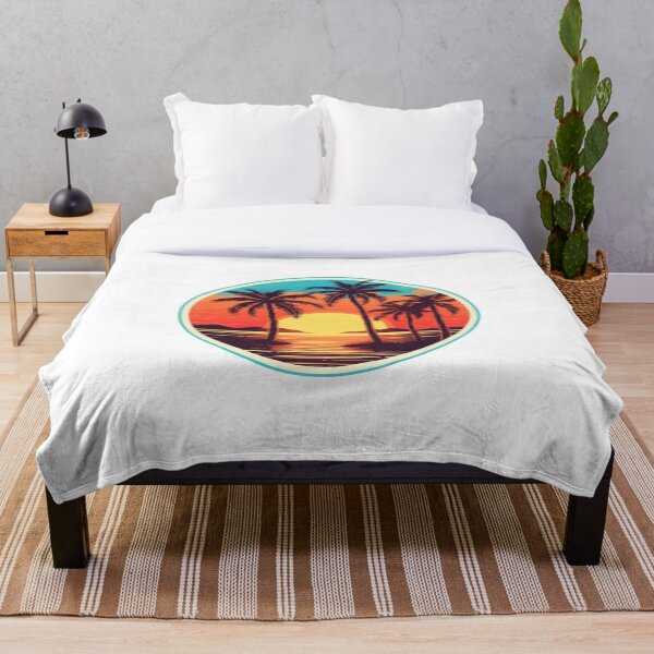 Aperçu de l'œuvre Conception rétro de palmiers au coucher du soleil créée et vendue par SmileshareShop.