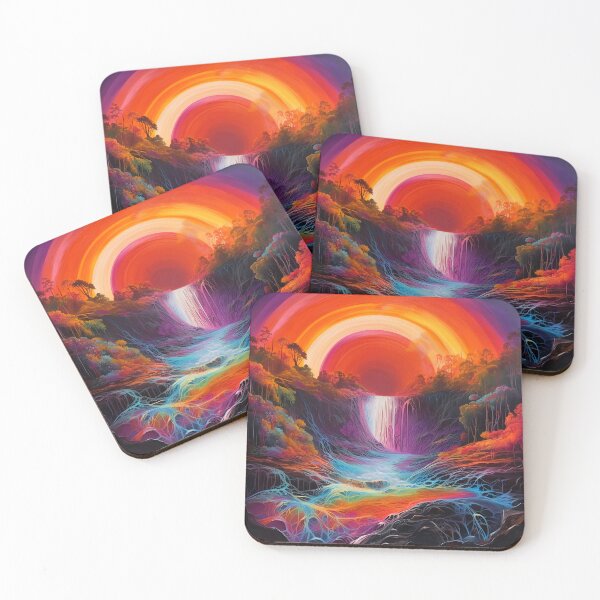 Item preview, Rainbow Waterfall in the beautiful woods at sunset 1 designed and sold by Art by Lilia.