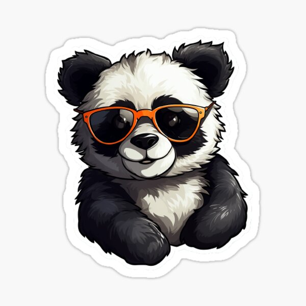Panda Bear with Red Glasses Zip Pouch by Madame Memento - Pixels Merch