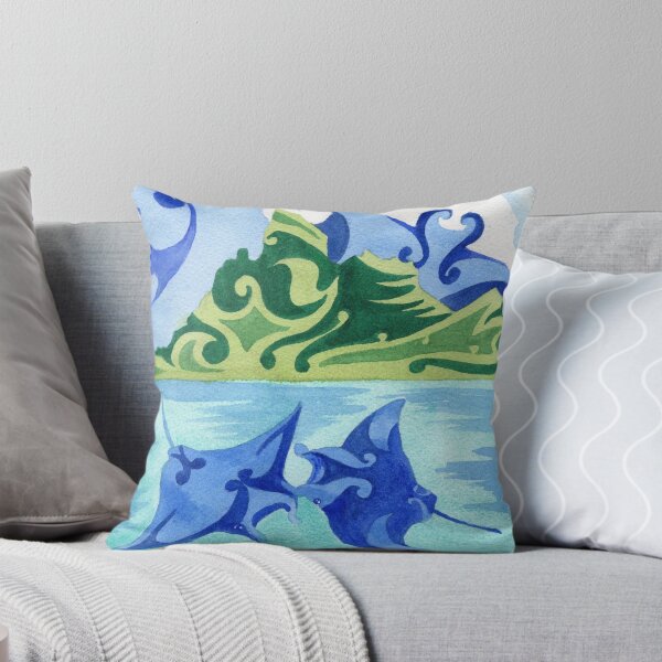 Item preview, Polynesian manta rays in Bora Bora's lagoon designed and sold by Andrea England.