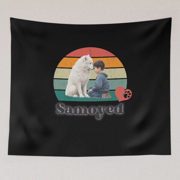 Item preview, Samoyed retro sunset, perfect for anyone that loves samoyed dogs designed and sold by Vindbult.