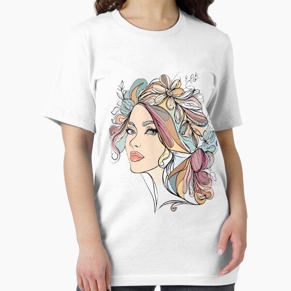 Item preview, Beautiful Floral woman face line art designed and sold by creativebyte77.