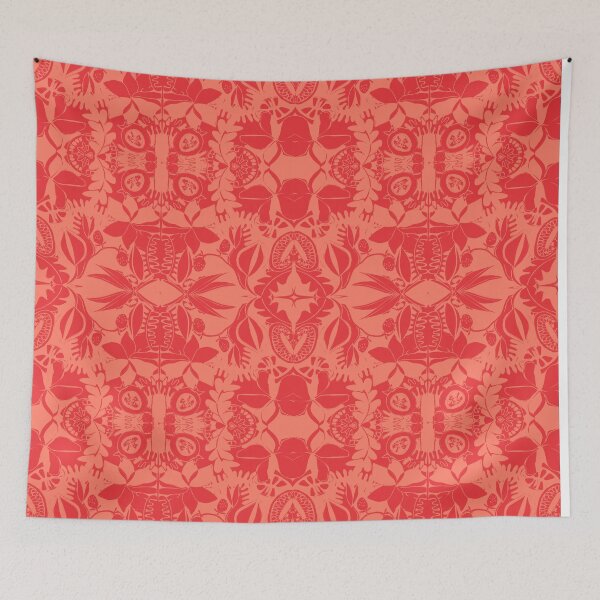 Item preview, Vintage block print - Tangerine red designed and sold by KEROMERO.