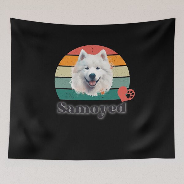 Item preview, Samoyed retro sunset, perfect for anyone that loves samoyed dogs designed and sold by Vindbult.