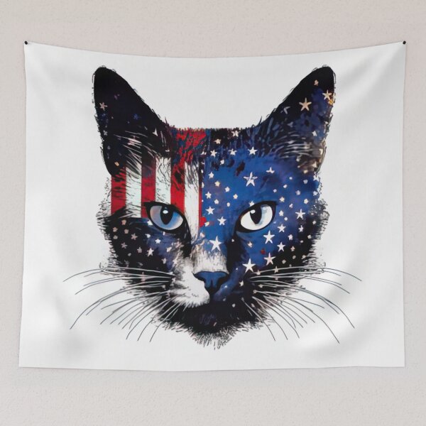 Item preview, "Feline Pride: Unleashing the Spirit of Cats and American Patriotism with our USA Flag Design" designed and sold by RvinJo8.