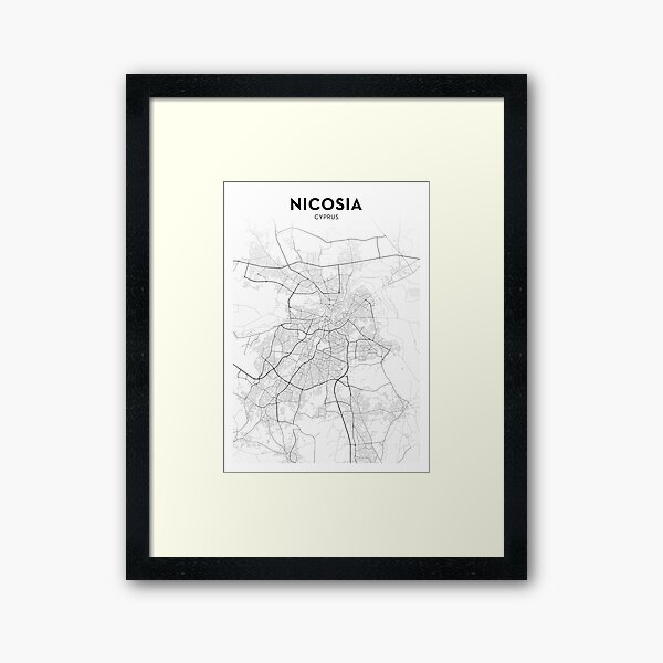 Nicosia City Map Framed Art Print
