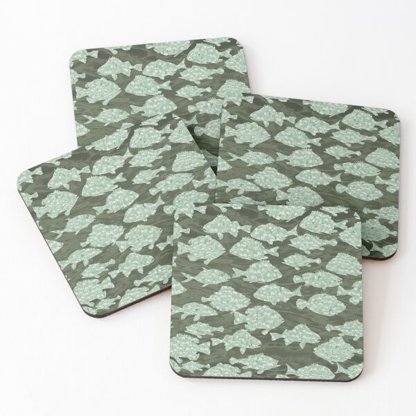Item preview, Dappled Fish Parade on Dark Khaki Ripples Repeat 5748 designed and sold by Art in My Loft.
