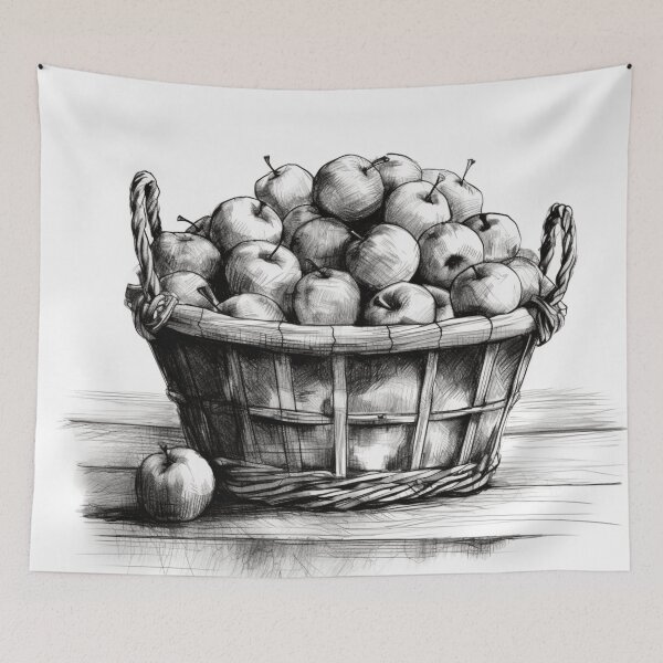 Item preview, An Apple Basket Sketch designed and sold by Sketch-Shack.