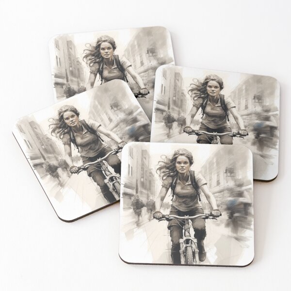 Item preview, A Woman Riding a Bike in the City designed and sold by Sketch-Shack.