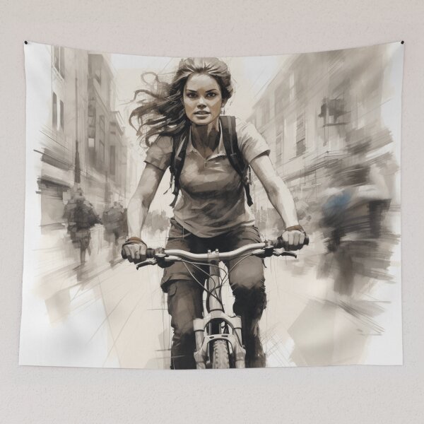 Item preview, A Woman Riding a Bike in the City designed and sold by Sketch-Shack.