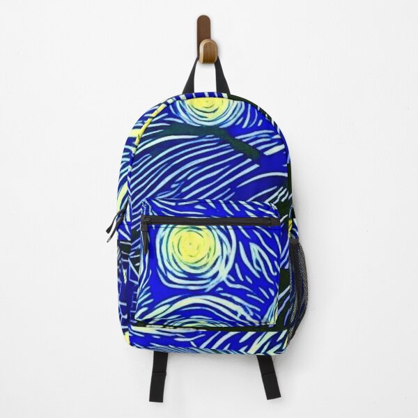 Item preview, Starry night scene linograph folk art designed and sold by Earth Nature Creations.