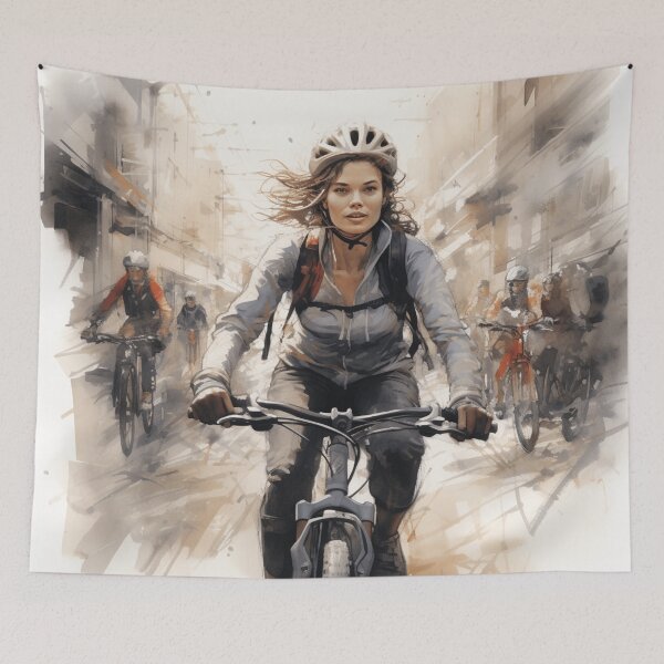 Item preview, A Woman Riding a Bike in the City designed and sold by Sketch-Shack.