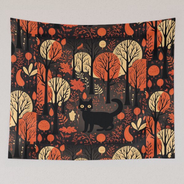 Item preview, Black Cat Forest Tree Pattern designed and sold by MNFTs.