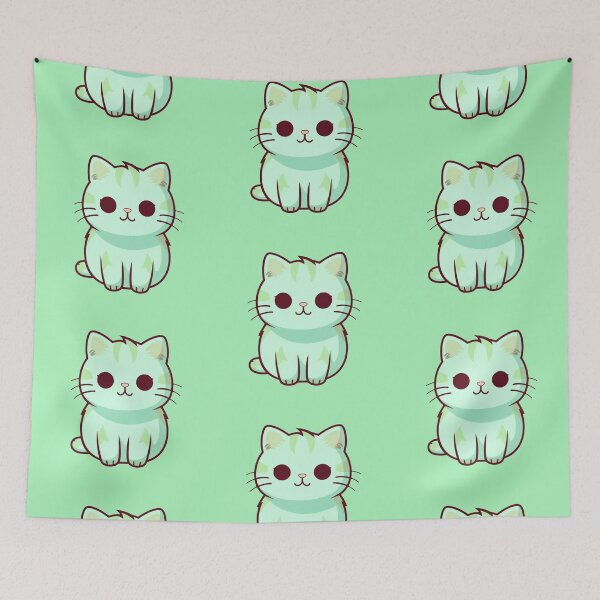 Item preview, Fluffy Cute Green Cat designed and sold by Rauens.